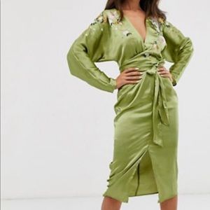 ASOS green print kimono dress